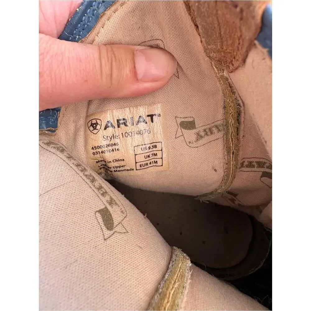 Ariat women's size 9.5 B cowboy boots fatbaby Blue Tan Western rodeo
